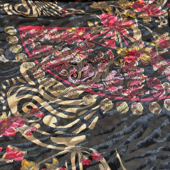 Women's Long Sleeve Velvet Burnout Tunic Top Button Up Sz L Boho Gypsy Caleoas - Picture 4 of 12